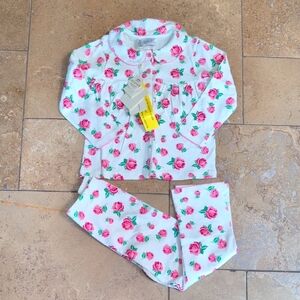 Rachel Riley girl pajamas. Pink rose print. Size 6.